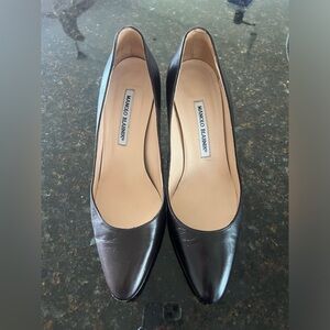 Manolo Blahnik black leather heels. Size 39 (women’s 8).